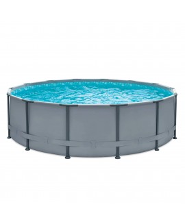 Summer Waves 14 ft Round Elite Frame Above Ground Pool, Cool Gray 