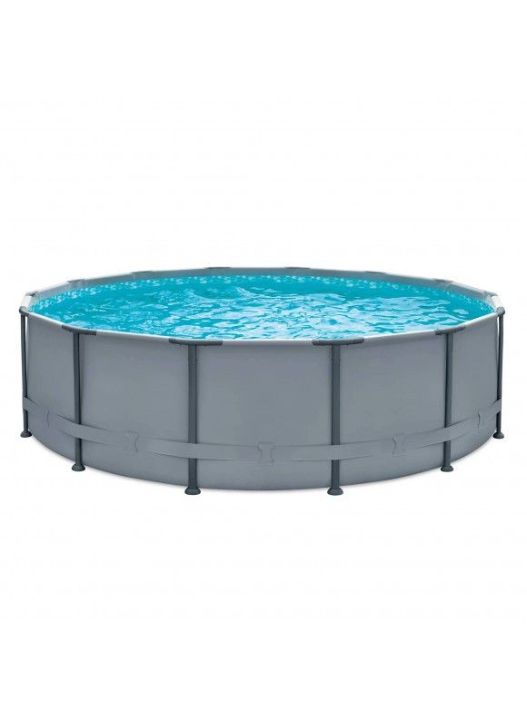 Summer Waves 14 ft Round Elite Frame Above Ground Pool, Cool Gray
