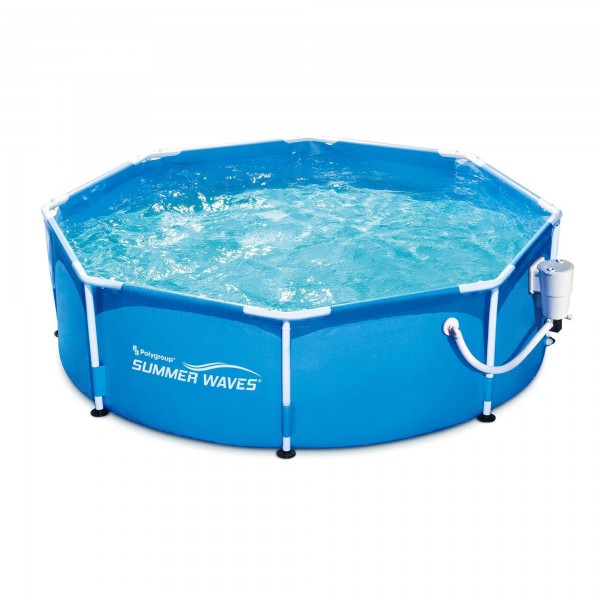 Summer Waves 8ft x 30in Round Frame Above Ground Swimming Pool Set 