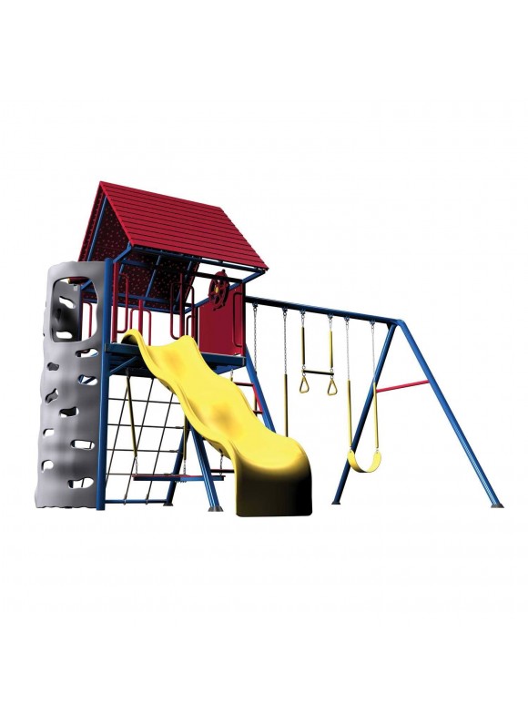 Lifetime Swing Sets Big Stuff Playset + Clubhouse 90137 Primary Colors