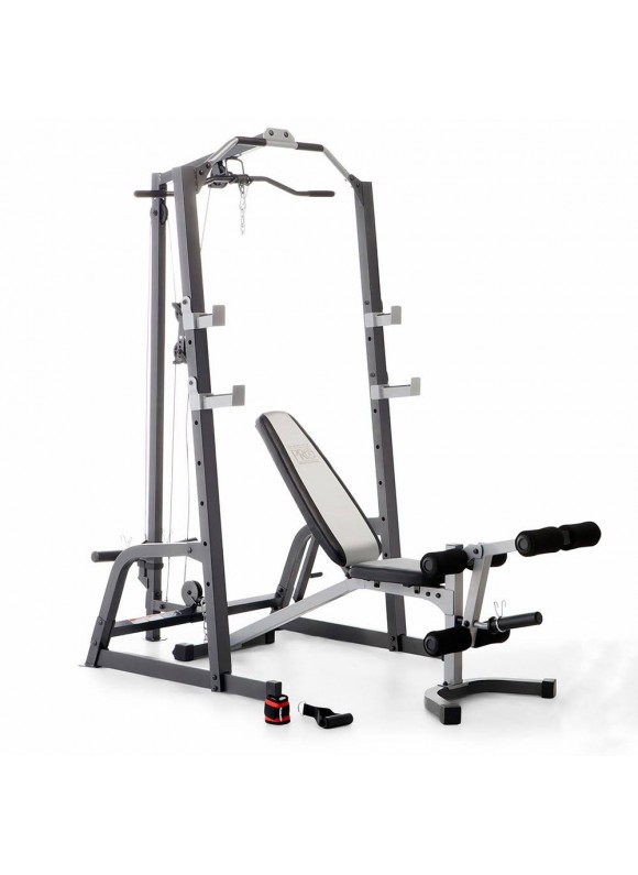 Marcy Home Gym Fitness Deluxe Cage System Machine with Weight Lifting Bench