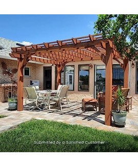 Backyard Discovery 14×10 ft All Cedar Wood Pergola, Durable, Quality Supported Structure, Snow and Wind Supported, Rot Resistant 