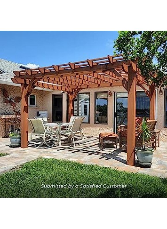Backyard Discovery 14×10 ft All Cedar Wood Pergola, Durable, Quality Supported Structure, Snow and Wind Supported, Rot Resistant