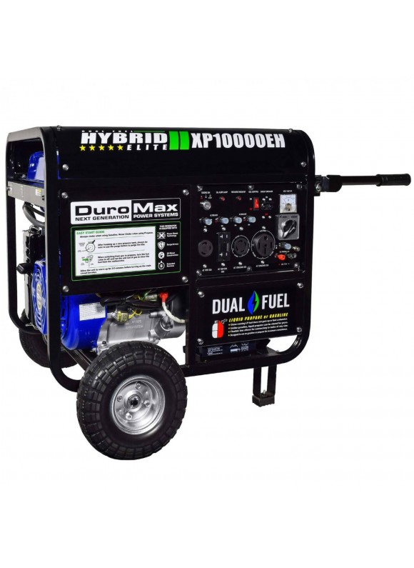 DuroMax 10000W Dual Fuel Hybrid Propane/Gasoline Powered Generator, Black