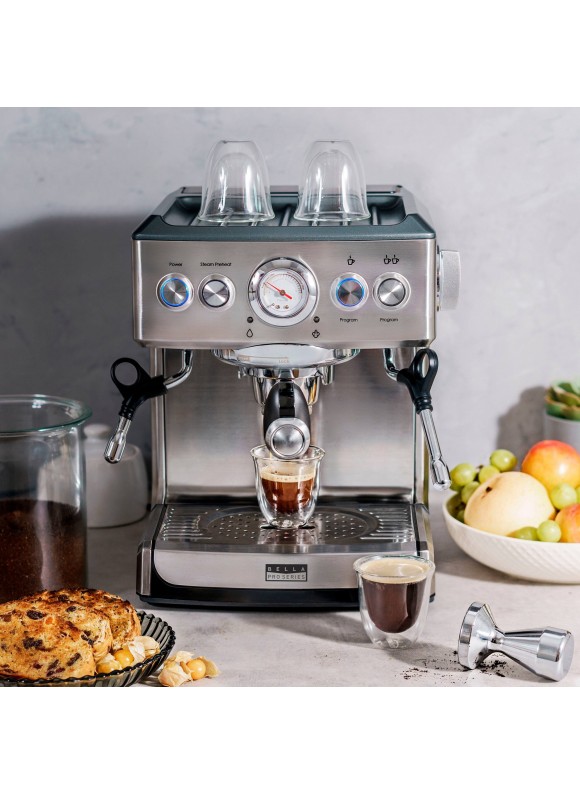 Bella Pro Series - Espresso Machine with 19 Bars of Pressure - Stainless Steel