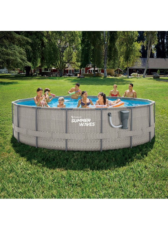 Summer Waves Active 16 ft x 48 in Above Ground Frame Swimming Pool Set with Pump