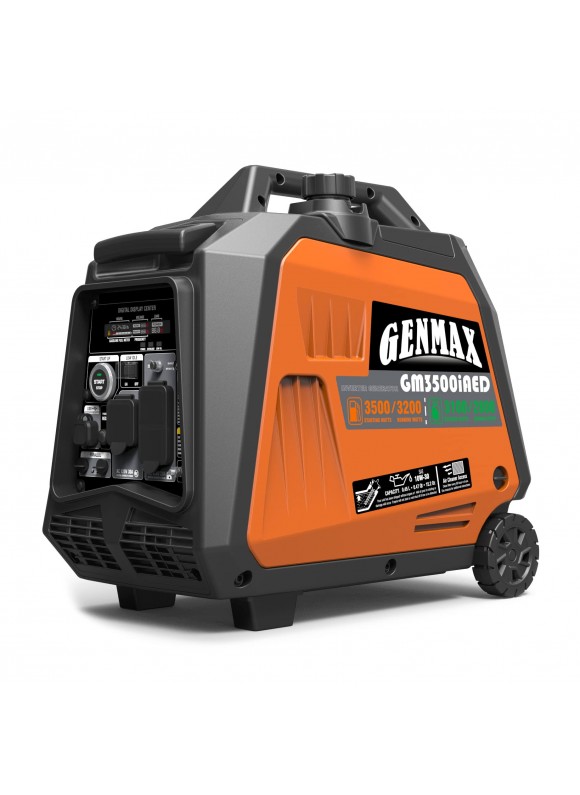 Genmax Dual Fuel Portable Inverter Co Alert Generator, 3500W Super Quiet GAS or Propane Powered Engine with Parallel Capability, Remote/Electric Start