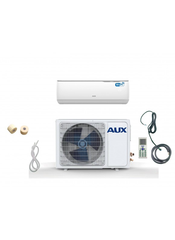 Aux 12,000 BTU Ductless Mini Split Air Conditioner with Heat Pump, 25' Line and WiFi Control White