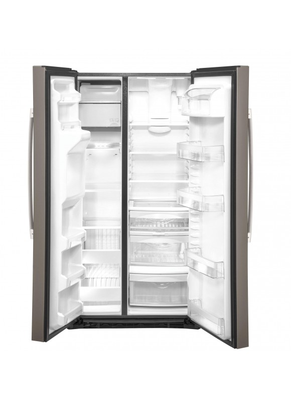 GE - 21.8 Cu. ft. Side-by-Side Counter-depth Refrigerator - Slate