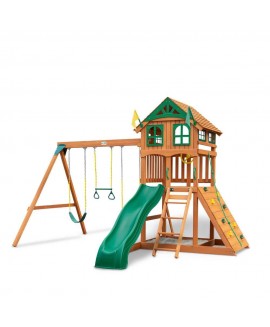 Outing Swing Set Green Wood Roof with Treehouse Kit 
