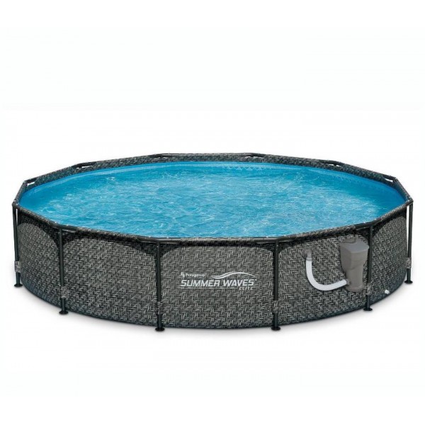 Summer Waves 12ft x 33in Round Above Ground Outdoor Frame Pool with Filter Pump 
