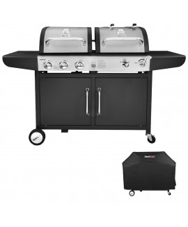 Royal Gourmet ZH3002C 3-Burner 25,500-BTU Dual Fuel Cabinet GAS and Charcoal Grill Combo with Cover 