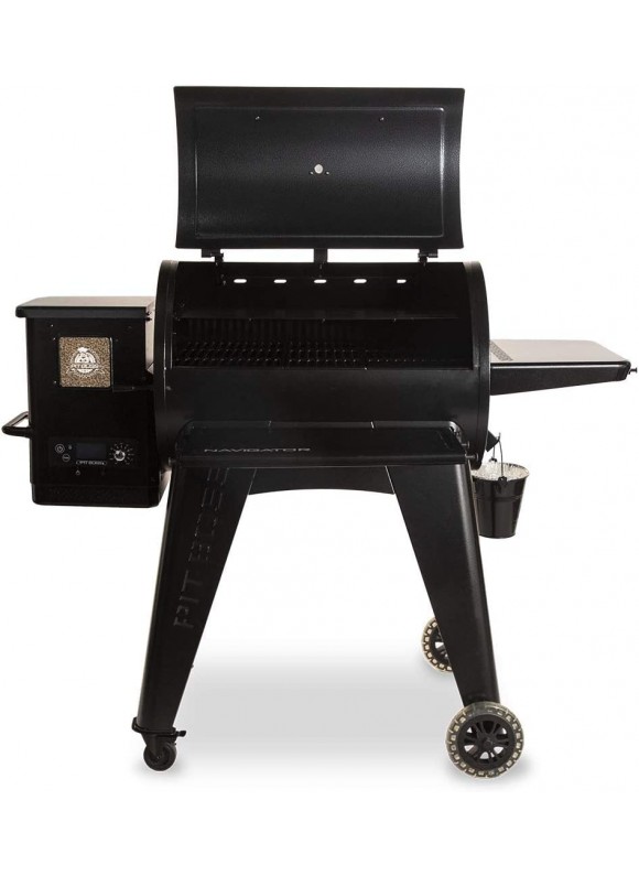 PB850G Wood Pellet w/Fitted Grill Cover and Folding Front Shelf Included, 850 sq. inch, Black
