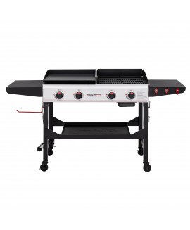 Royal Gourmet GD403 4-Burner 48,000 BTU Portable Flat Top GAS Grill and Griddle Combo Grill in Black 