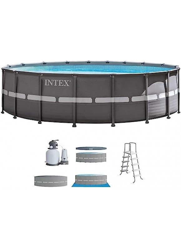 18ft X 52in Ultra Frame Pool Set with Sand Filter Pump, Ladder, Ground Cloth &amp; Pool Cover