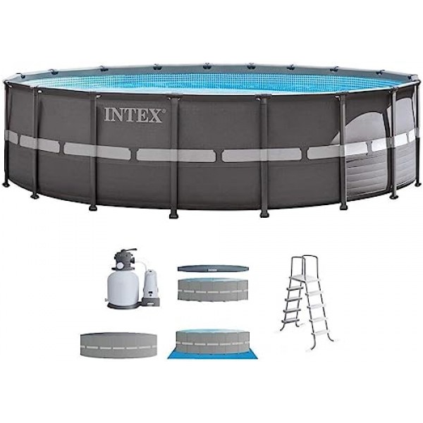 18ft X 52in Ultra Frame Pool Set with Sand Filter Pump, Ladder, Ground Cloth &amp; Pool Cover 