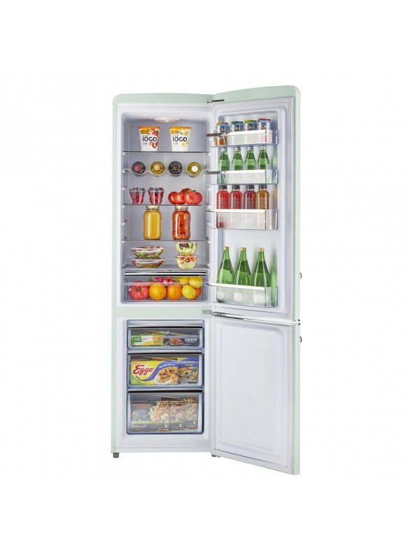Unique Appliances UGP-275L AC Classic Retro 22 inch Wide 8.7 Cu. ft. Energy Star Certified Bottom Freezer Refrigerator with Wine Rack Summer Mint