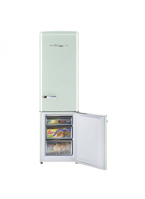Unique Appliances UGP-275L AC Classic Retro 22 inch Wide 8.7 Cu. ft. Energy Star Certified Bottom Freezer Refrigerator with Wine Rack Summer Mint