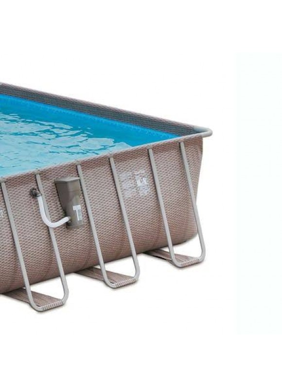 Summer Waves 24ft x 12ft x 52in Above Ground Rectangle Frame Pool Set Brown