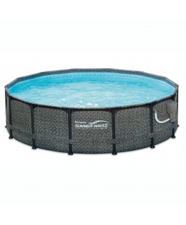 Summer Waves 14ft x 48in Round Above Ground Outdoor Frame Pool Set with Pump 