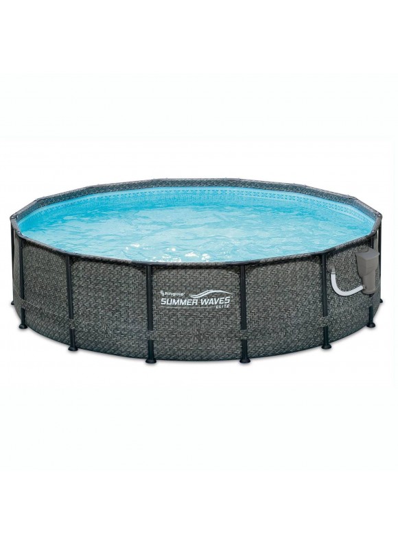 Summer Waves 14ft x 48in Round Above Ground Outdoor Frame Pool Set with Pump