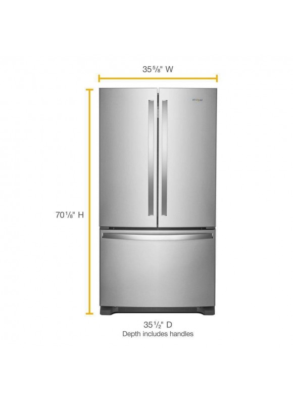 Whirlpool WRF535SWHZ 36-Inch Wide French Door Refrigerator with Water Dispenser - 25 Cu. ft. Stainless Steel