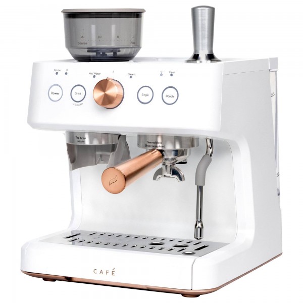 Cafe Bellissimo Semi-Automatic Espresso Machine &amp; Frother - Matte White 