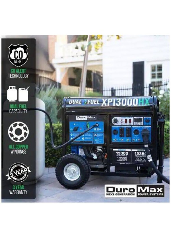 DuroMax XP13000HX 13,000 Watt Dual Fuel Portable Generator w/ Co Alert