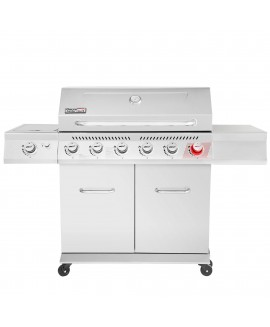 Royal Gourmet GA6402S 6-Burner Propane GAS Grill in Stainless Steel with Sear Burner and Side Burner 