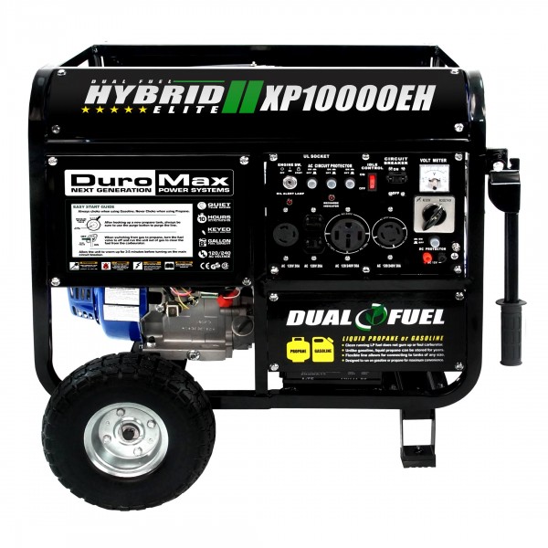 DuroMax 10000W Dual Fuel Hybrid Propane/Gasoline Powered Generator, Black 