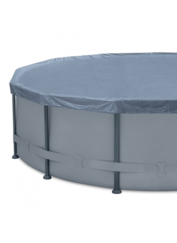 Summer Waves 14 ft Round Elite Frame Above Ground Pool, Cool Gray