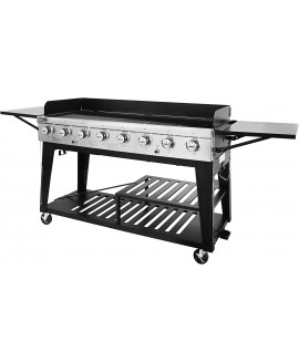 Royal Gourmet 8-Burner Gas Grill, 104,000 BTU Liquid Propane Grill, Independently Controlled Dual Systems, Outdoor Party or Backyard BBQ, Black 
