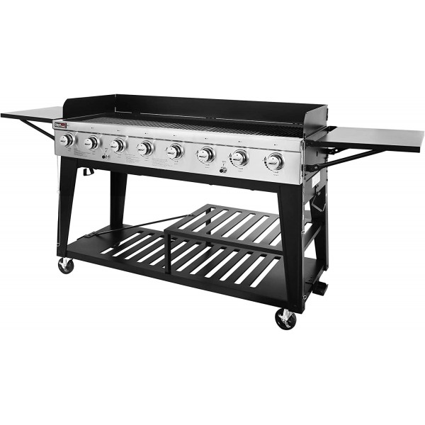 Royal Gourmet 8-Burner Gas Grill, 104,000 BTU Liquid Propane Grill, Independently Controlled Dual Systems, Outdoor Party or Backyard BBQ, Black 