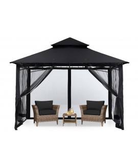 MasterCanopy Outdoor Garden Gazebo for Patios with Stable Steel Frame and Netting Walls (8x8,Black) 