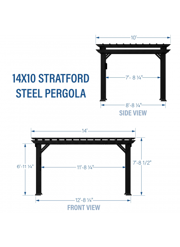 14x10 Stratford Traditional Steel Pergola