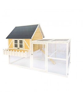 Zylina Yellow Cottage Wood Chicken Coop for Chickens with Plant Box 