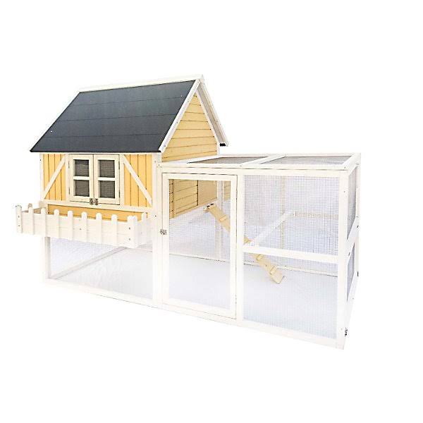 Zylina Yellow Cottage Wood Chicken Coop for Chickens with Plant Box 