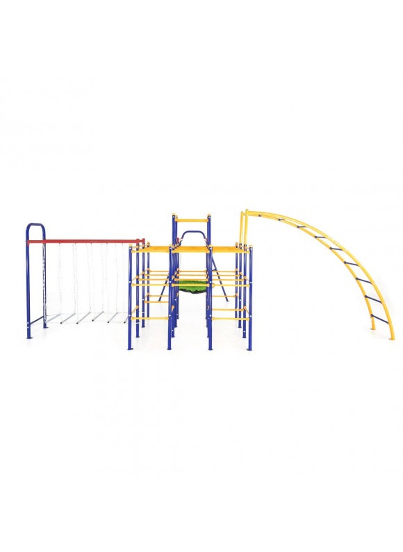 ActivPlay Jungle Gym with Saucer Swing, Arched Ladder Climber and Hanging Bridge Kit, Blue