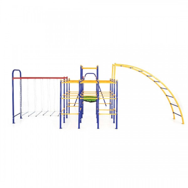 ActivPlay Jungle Gym with Saucer Swing, Arched Ladder Climber and Hanging Bridge Kit, Blue 