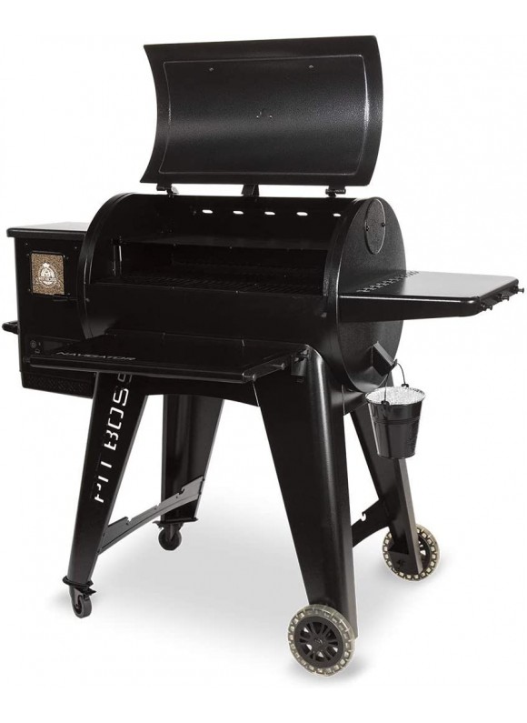 PB850G Wood Pellet w/Fitted Grill Cover and Folding Front Shelf Included, 850 sq. inch, Black
