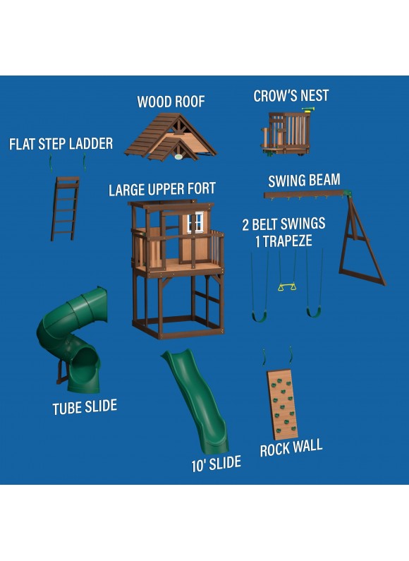 Backyard Discovery Skyfort III Cedar Swing Set w/ Tube Slide - DIY