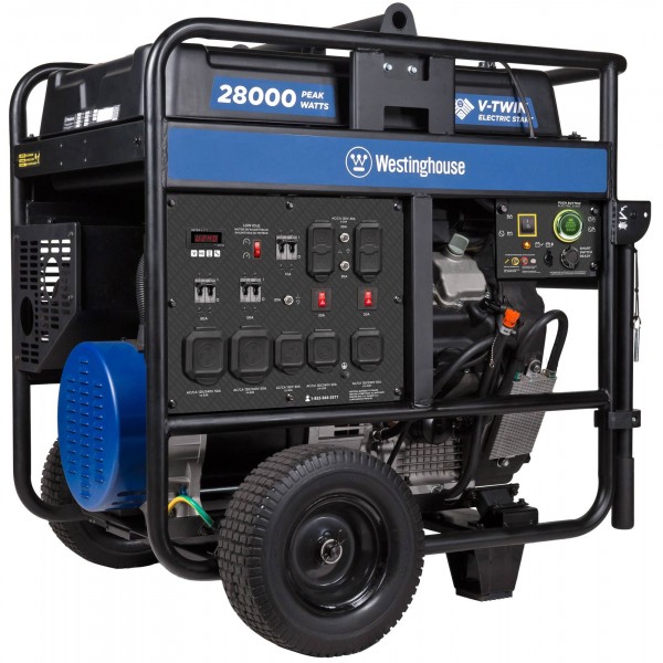Westinghouse 28,000/20,000-Watt Remote GAS Powered Portable Generator with Electric Start and Transfer Switch Outlet for Home 
