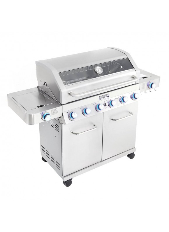 Monument Clearview Stainless Steel 6-Burner Liquid Propane GAS Grill with 1 Side Burner | 77352MB
